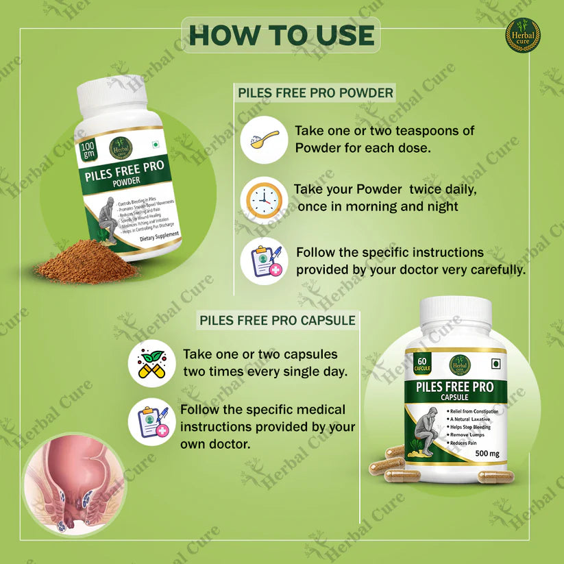 Combo of Piles free Pro Capsule and Powder